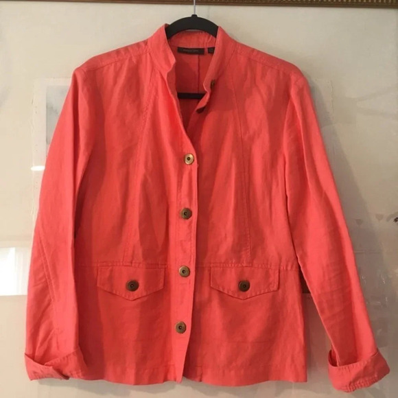 Amber Sun Cotton/Linen Jacket Blazer Safari Orange - Picture 1 of 5